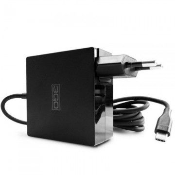 Carregador de notebook 3GO ALIM65TC2/ 65W/ Automático/ USB Tipo-C/ Voltagem 5-19V 3GO - 1