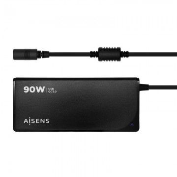 Carregador de notebook Aisens ASLC-90WAUTO-BK/ 90W/ Automático/ 12 conectores/ Voltagem 15-20V/ 1 USB QC3.0 AISENS - 1