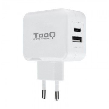 Carregador de parede TooQ TQWC-2SC02WT/ 1xUSB Type-C/ 1x USB/ 27W TOOQ - 1