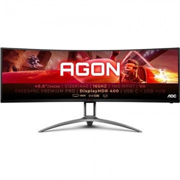 Monitor Gaming Ultrapanorámico Curvo AOC Agon AG493UCX2 48.8"  Dual QHD  1ms  165Hz  VA  Multimedia  Preto AOC - 1