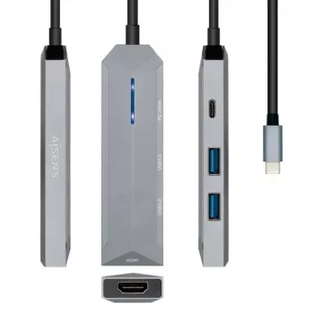 Docking USB Type-C Aisens ASUC-4P002-GR/ 1xHDMI/ 2xUSB/ 1xUSB Type-C/ Cinza AISENS - 1