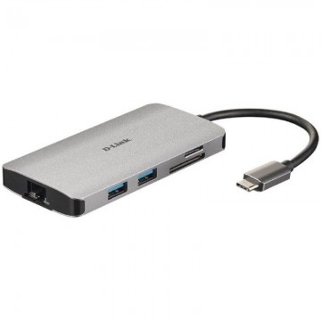 Docking USB Type-C D-Link DUB-M810/ 3xUSB/ 1xThunderbolt/ 1xHDMI/ 1xRJ45/ 1xLeitor de cartão/ Cinza DLINK - 1