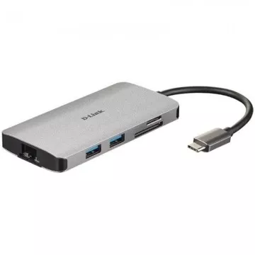 Docking USB Type-C D-Link DUB-M810/ 3xUSB/ 1xThunderbolt/ 1xHDMI/ 1xRJ45/ 1xLeitor de cartão/ Cinza DLINK - 1