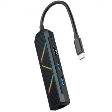 Docking USB Type-C Nanocable 10.16.0501/ 2xUSB/ 1xUSB Type-C/ 1xHDMI/ 1xRJ45/ Preto NANO CABLE - 1