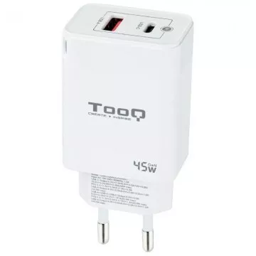 Carregador de parede TooQ TQWC-GANQCPD45WT/ 1xUSB Tipo-C/ 1xUSB/ 45W TOOQ - 1