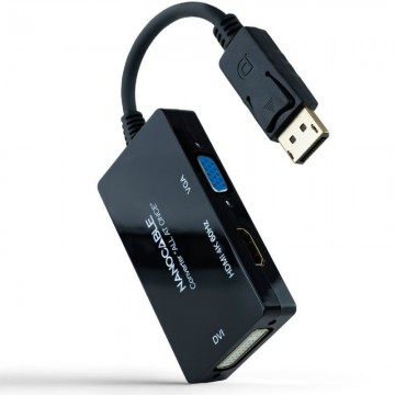 Adaptador DisplayPort Nanocable 10.16.3301-ALL/ HDMI Fêmea - DVI-D Fêmea - VGA Fêmea/ 20cm/ Preto NANO CABLE - 1