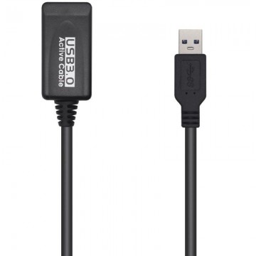 Cabo de Extensão USB 3.0 com Amplificador Aisens A105-0525/ USB Macho - USB Fêmea/ 5m/ Preto AISENS - 1
