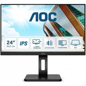 Monitor AOC 24" Ips  (23.8) Full HD Vga Dvi Hdmi Dp Usb Multimédia Tem Pivot  Preto AOC - 1