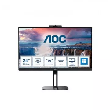 Monitor AOC 24" Ips 16:9 Ful HD Hdmi Dp Usb-C 1Ms 75Hz Webcam Multimédia Tem Pivot - Preto AOC - 1