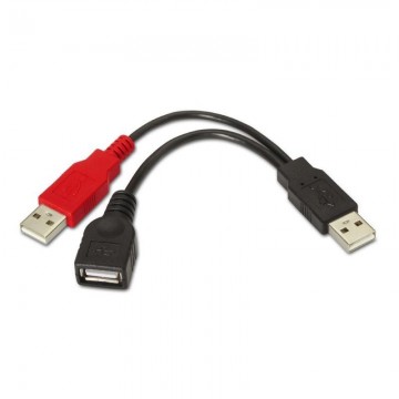 Cabo USB 2.0 + Alimentação Aisens A101-0030/ USB Fêmea + USB Macho - USB Macho/ 15cm/ Preto/ Vermelho AISENS - 1