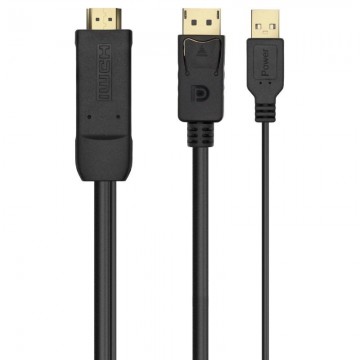 Aisens A122-0641/ Displayport Macho - HDMI Macho - Cabo Conversor USB Macho/ 10cm + 1,8m/ Preto AISENS - 1