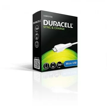 Cabo USB 2.0 Duracell USB5013W/ USB Macho - MicroUSB Macho/ 1m/ Branco DURACELL - 1