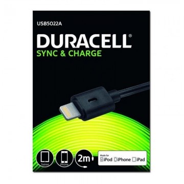 Cabo USB Lightning Duracell USB5022A/ USB macho - Lightning macho/ 2 m/ preto DURACELL - 1
