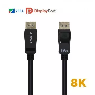 Cabo Displayport 1.4 8K Aisens A149-0431/ Displayport Macho - Displayport Macho/ 1m/ Certificado/ Preto AISENS - 1