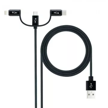 Cabo USB 2.0 Nanocabo 10.01.3200/ Lightning Macho - Micro USB Macho/ USB Tipo-C Macho/ 1m/ Preto NANO CABLE - 1