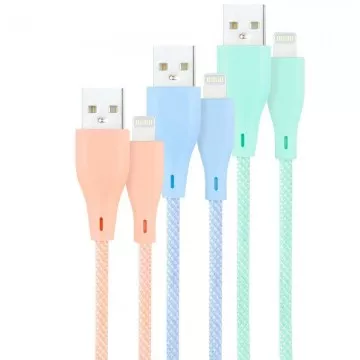 Cabos de Nanocabo Lightning USB 2.0 10.10.0401-CO1/ USB Macho - Lightning Macho/ 1m/ 3 Unidades/ Rosa, Azul e Verde NANO CABLE -