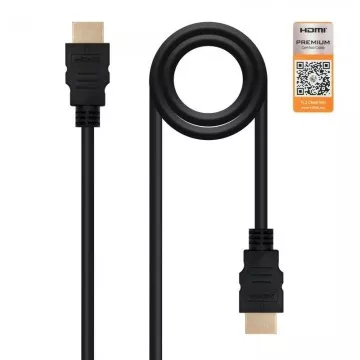 Cabo HDMI 2.0 4K Nanocable 10.15.3601/ HDMI Macho - HDMI Macho/ 1m/ Certificado/ Preto NANO CABLE - 1