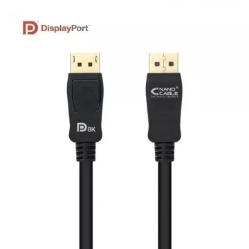 Cabo Displayport 1.4 8K Nanocable 10.15.2501-L150/ Displayport Macho - Displayport Macho/ 1,5 m/ Certificado/ Preto NANO CABLE -