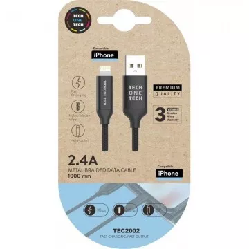 Tech One Tech TEC2002 Cabo USB 2.0/USB Macho - Lightning Macho/1m/Preto TECH ONE TECH - 1