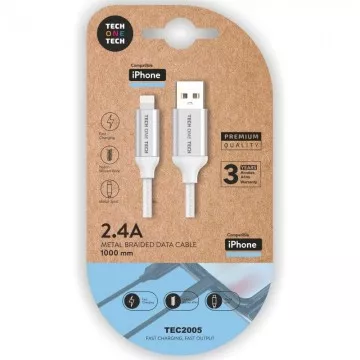 Cabo USB 2.0 Tech One Tech TEC2005/ USB Macho - Lightning Macho/ 1 m/ Branco TECH ONE TECH - 1