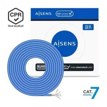 Carretel de Cabo RJ45 SFTP AWG23 LSZH CPR Dca Aisens A146-0664 Cat.7/ 100m/ Azul AISENS - 1