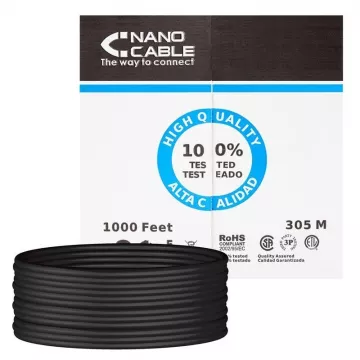 Carretel de Cabo Nanocabo RJ45 UTP 10.20.0304-EXT-BK Cat.5e/ 305m/ Preto NANO CABLE - 1