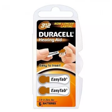 Pacote com 6 baterias para aparelho auditivo Duracell DA312/ 1,6V DURACELL - 1