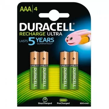 Pacote com 4 pilhas AAA Duracell HR03-A/ 1,2 V/ recarregáveis DURACELL - 1