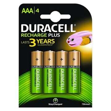 Pacote com 4 pilhas AAA Duracell HR3-B/ 1,2 V/ recarregáveis DURACELL - 1