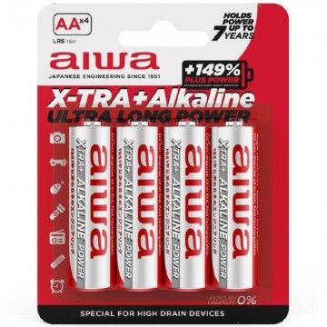 Pacote com 4 pilhas AA Aiwa X-TRA+Alcalina LR6/ 1,5V/ Alcalina  - 1