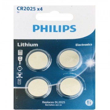 Pacote com 4 baterias de botão de lítio/3V Philips CR2025 PHILIPS - 1