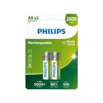 Pacote com 2 pilhas AA Philips R6B2A260/10/ 1,2 V/ recarregáveis PHILIPS - 1