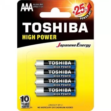 Pacote com 4 pilhas AAA Toshiba High Power LR03/ 1,5 V/ Alcalinas TOSHIBA - 1