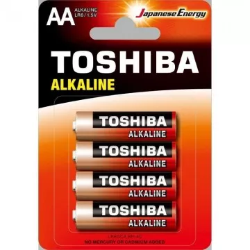 Pacote com 4 Pilhas AA Toshiba Alcalinas LR6/ 1,5V/ Alcalinas TOSHIBA - 1