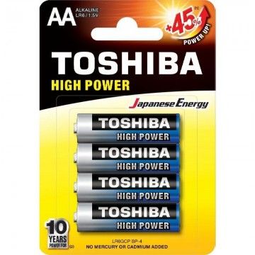 Pacote com 4 pilhas AA Toshiba High Power LR6/ 1,5 V/ Alcalinas TOSHIBA - 1