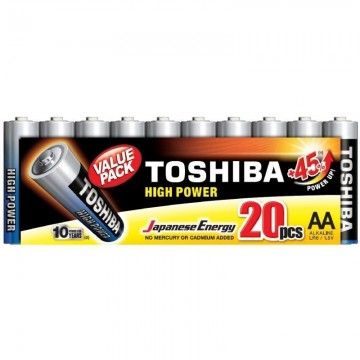 Pacote com 20 pilhas AA Toshiba High Power LR6/ 1,5 V/ Alcalinas TOSHIBA - 1