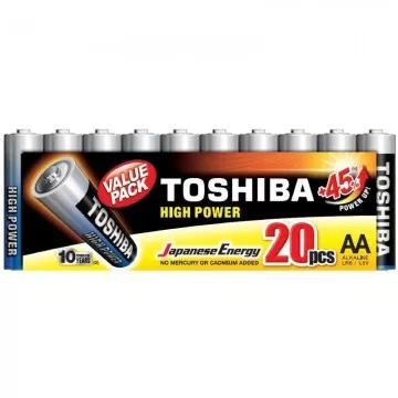 Pacote com 20 pilhas AA Toshiba High Power LR6/ 1,5 V/ Alcalinas TOSHIBA - 1