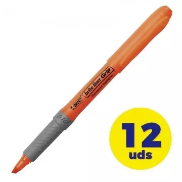 Caixa de Iluminadores Liner Grip Bic Brite/ 12 unidades/ Laranja  - 1