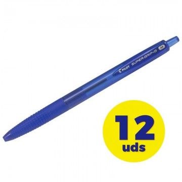 Caixa de caneta de tinta a óleo retrátil Pilot Super Grip G/12 peças/azul  - 1