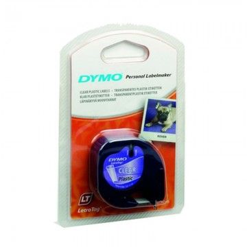 Fita de rotulagem de plástico Dymo 12267/ para Letratag/ 12 mm x 4 m/ Preto-transparente  - 1