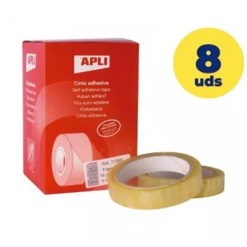 Caixa de Fitas Adesivas Transparentes Apli 11266/ 1,9cm x 66m/ 8 unidades  - 1