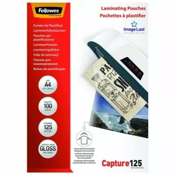 Mangas laminadoras Fellowes 5307407/ A4/ 125 mícrons/ 100 unidades FELLOWES - 1