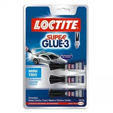 Tubo de cola Loctite Super Glue-3 Mini Trio/ 3 x 1g  - 1