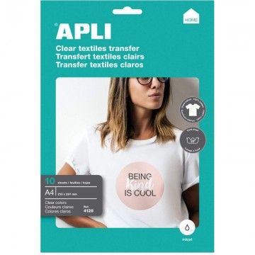 T-shirts Papel Transfer Apli 4128/ DIN A4/ 10 Folhas  - 1