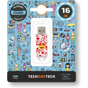 Flash Drive 16GB Tech One Tech Emojis Coração Olhos USB 2.0 TECH ONE TECH - 1