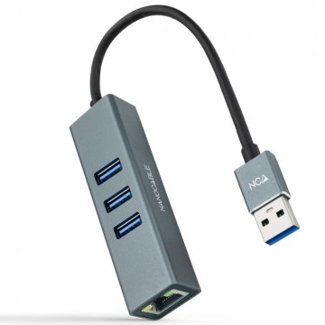 Nanocabo USB 3.0 Hub 10.03.0407/ 3xUSB/ 1xRJ45/ Cinza NANO CABLE - 1