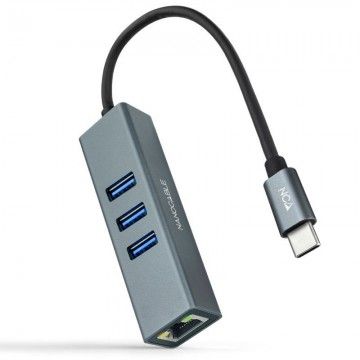 Hub Nanocabo USB tipo C 10.03.0408/ 3xUSB/ 1xRJ45/ Cinza NANO CABLE - 1