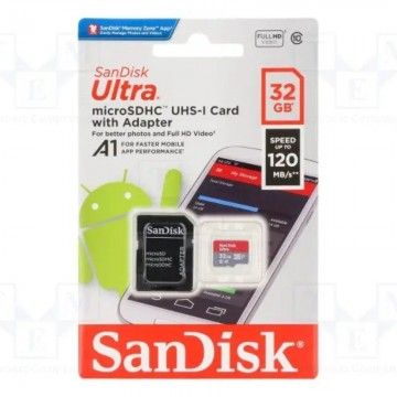Cartão de memória SanDisk Ultra 32GB microSD HC UHS-I com adaptador/classe 10/120MBs Sandisk - 1