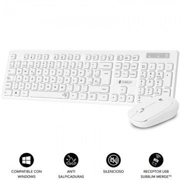 Combinação de teclado e mouse Subblim Business Slim Silencioso sem fio/branco Subblim - 1