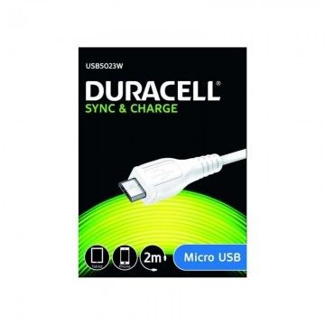 Cabo USB 2.0 Duracell USB5023W/ USB Macho - MicroUSB Macho/ 2m/ Branco DURACELL - 1